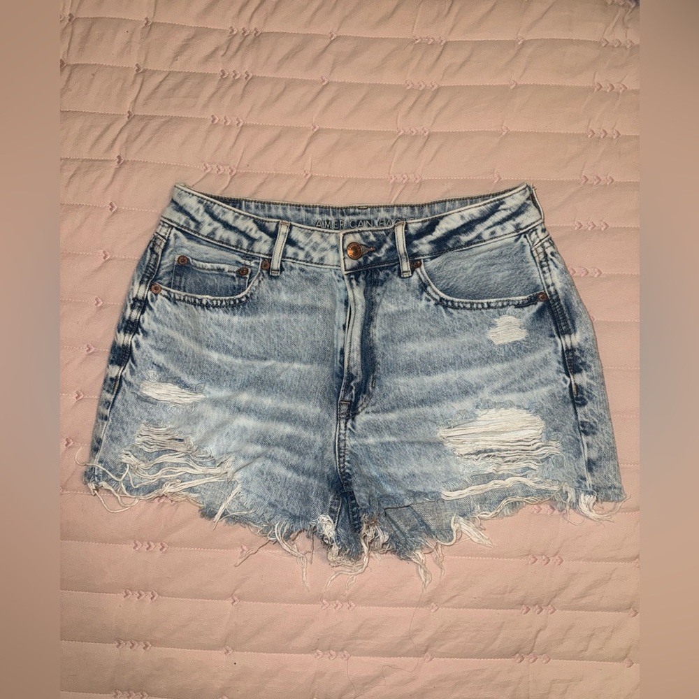 American Eagle Outfitters Light Blue Distressed Jean Shorts